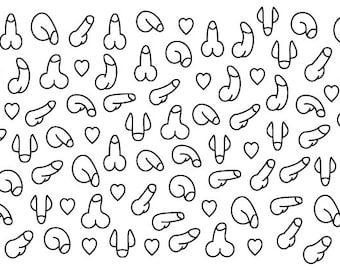 Penis Pattern SVG, PNG files. Line style penis pattern. Digital Download.