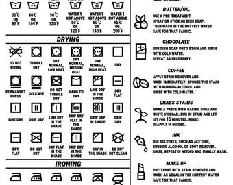 Laundry Room Care Guide Svg, PNG, JPG, PDF. Cloth Care Symbols. Washing Instruction. Laundry Icons.Digital download