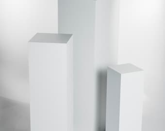 STEMA Seyfried Wetterfeste Außensäule – moderne Dekosäule/ Blumenständer für draußen/ Blumensäule für Haustür & Terrasse | Weiß in 3 Größen