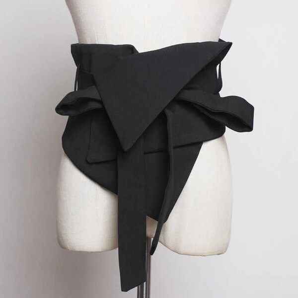 Spring Girl Boss Cloth Asymmetrical Bow Bandage Wide Belt Personality Tide All-match