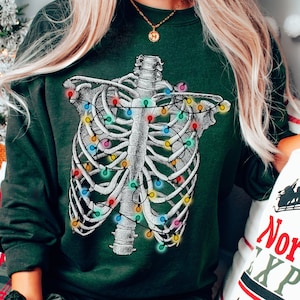Skeleton Christmas Crewneck, Funny Christmas Sweatshirt for Nurses, for Medical Students, for Doctor, Dead Inside but it's Christmas Sweater