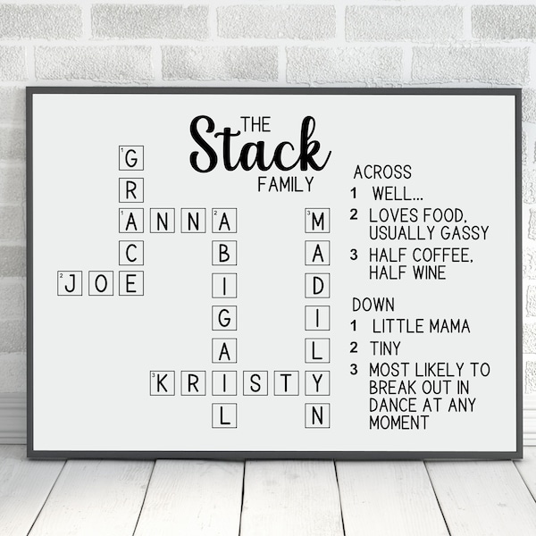 Crossword Name Sign Etsy