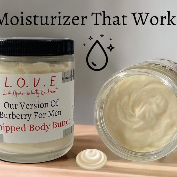 Mens WHIPPED BODY BUTTER Dry Skin Nongreasy All Natural Shea Butter Citrusy Woody Masculine Cologne Scent