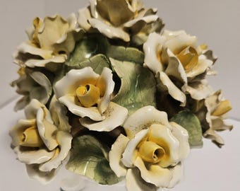 CAPODIMONTE焼き　陶器花束 証明書付き Vintage Capodimonte Porcelain Flower Bouquet - 8