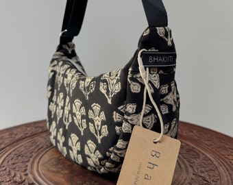 Handmade Black Block Print Fanny Pack - Perfect Christmas Gift!