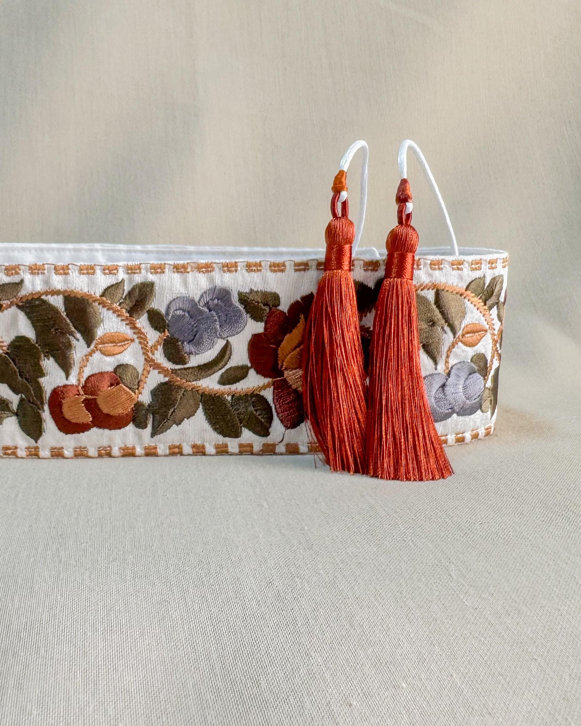 Love Binetti Belt Beaded Embroidery Metallic Burnt Orange Tassel Adjustable Boho Orange Women main image 3