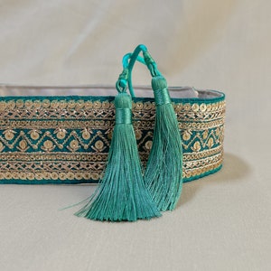 Green embroidered obi belt | Unique accessories for woman | Boho Festival wear | Oriental waistband