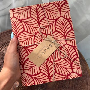Grande quaderno fatto a mano con stampa a blocchi / Fiori gialli / diario fatto a mano in carta riciclata