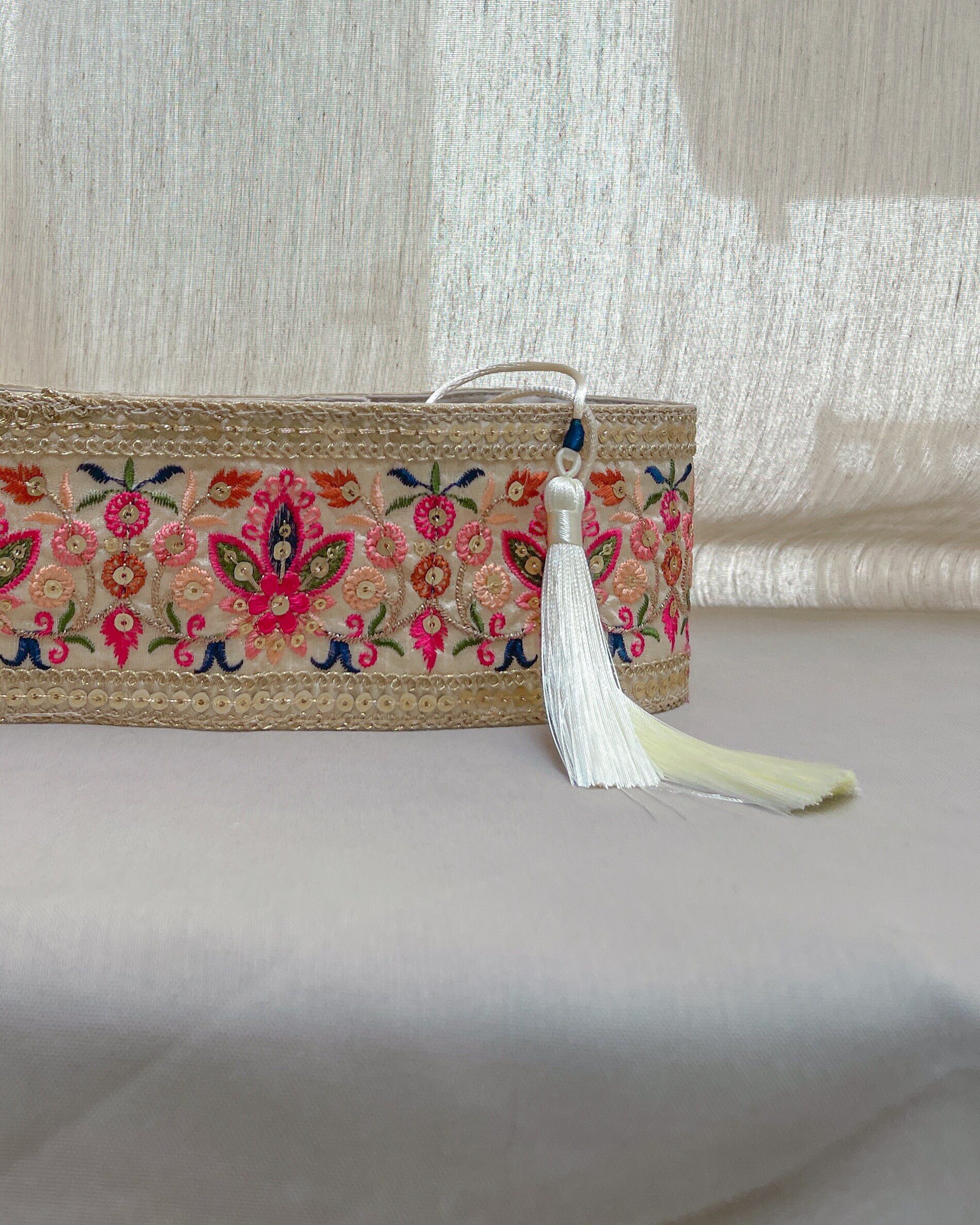 Hand Embroidered Sequins Cloth Obi Belt The obi belt is central to Japanese dress, not only as a  main image 4