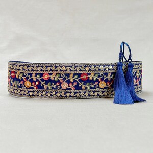 Ceinture obi bleue brodée Accessories fait main Ceinture boho Accessoires pour l'été Ceinture pour femmeCadeau femme image 2