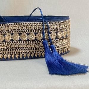 Ceinture obi bleue | Ceinture obi brodée | Accessories fait main | Ceinture boho | Accessoires pour l&#39;été | Ceinture pour femme|Cadeau femme