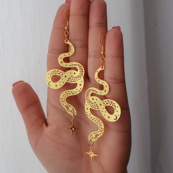 Snake egyptian style earrings l Lightweight dangle and drop earrings l Unique accessories for woman l Gift ideas l Witch occult accessories