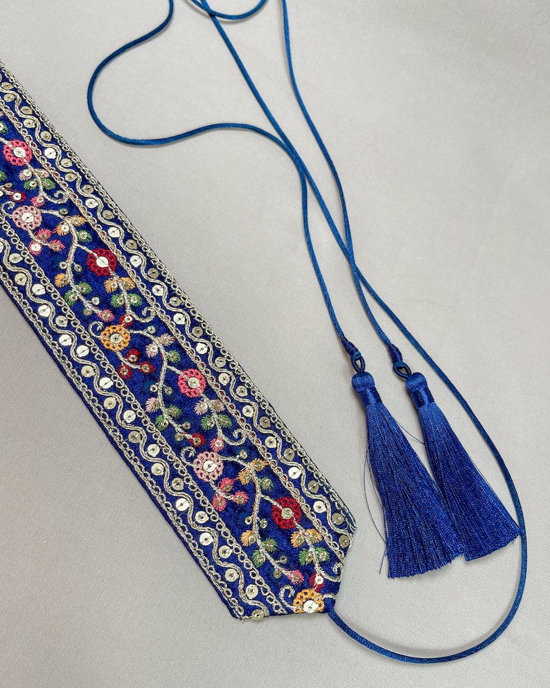 Ceinture obi bleue brodée Accessories fait main Ceinture boho Accessoires pour l'été Ceinture pour femmeCadeau femme image 3