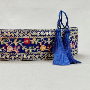 Ceinture 帯 ブルー ブロデ |アクセサリー フェイトメイン |セインチュールボヘミアン |アクセサリー プール レテ | Ceinture pour femme|Cadeau femme