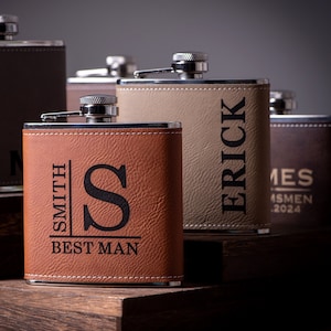 Personalized Flask for Men, Custom Groom Flask Gifts, Groomsmen Flasks, Groomsmen Gifts, Best Man Gift, Mens Gift, Dad Gift, Boyfriend Gift image 1