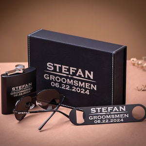 Personalisierte Flasche, Sonnenbrille, Flaschenöffner in Groomsman Geschenkbox, Trauzeugen Geschenke, Trauzeuge Geschenk, Bräutigam Geschenk, Vatertagsgeschenk, Herren Geschenk