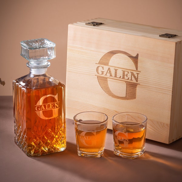 Ensemble personnalisé de carafes à whisky avec boîte, cadeau whisky pour homme, cadeau fête des pères pour papa, cadeaux garçons d'honneur, cadeau homme, cadeau petit ami