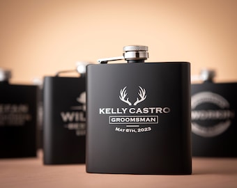 Personalized Flask for Men, Engraved Groomsmen Flask, Custom Best Man Flask, Groomsmen Gifts, Best Man Gifts, Fathers Day Gift, Dad Gift