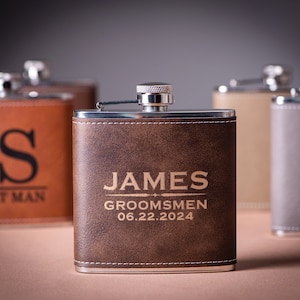 Personalized Flask Gift for Men, Groomsmen Gifts, Best Man Gift, Dad Gifts, Boyfriend Gift, Wedding Gift for Groomsman, Bachelor Party Gifts image 3