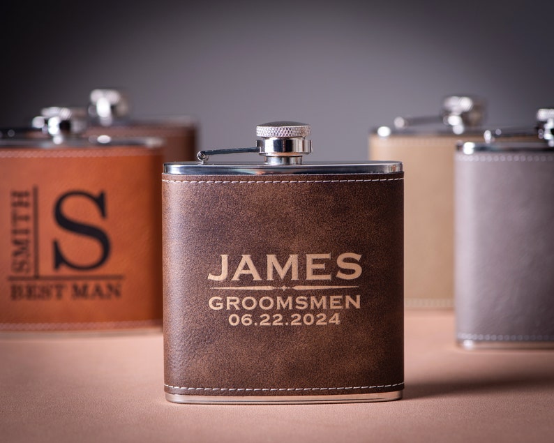 Personalized Flask Gift for Men, Groomsmen Gifts, Best Man Gift, Dad Gifts, Boyfriend Gift, Wedding Gift for Groomsman, Bachelor Party Gifts image 3