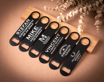 Beer Bottle Opener, Personalized Groomsmen Gifts, Bachelor Party Favor, Best Man Gift, Fathers Day Gift, Bar-Tending Gifts, Wedding Favors