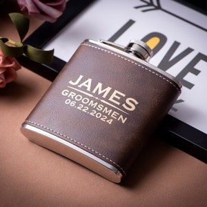 Personalized Flask for Men, Custom Groom Flask Gifts, Groomsmen Flasks, Groomsmen Gifts, Best Man Gift, Mens Gift, Dad Gift, Boyfriend Gift Rustic