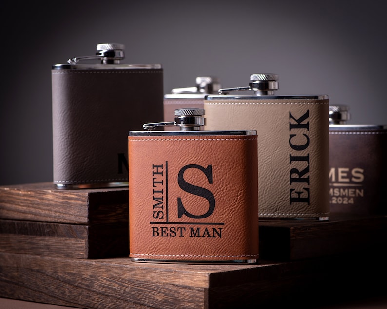 Personalized Flask Gift for Men, Groomsmen Gifts, Best Man Gift, Dad Gifts, Boyfriend Gift, Wedding Gift for Groomsman, Bachelor Party Gifts image 2