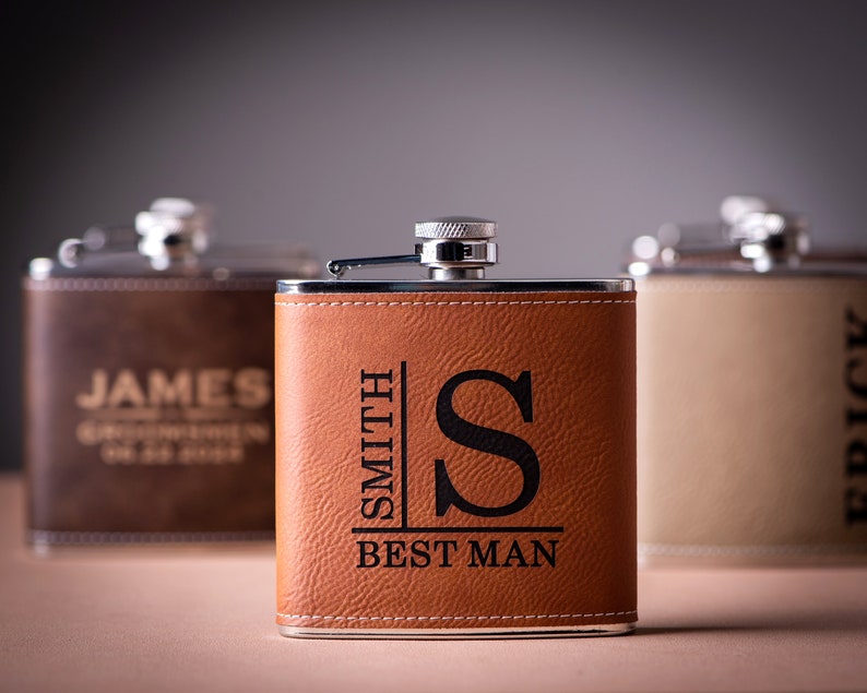 Personalized Flask Gift for Men, Groomsmen Gifts, Best Man Gift, Dad Gifts, Boyfriend Gift, Wedding Gift for Groomsman, Bachelor Party Gifts image 4