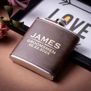 Personalized Flask Gift for Men, Groomsmen Gifts, Best Man Gift, Dad Gifts, Boyfriend Gift, Wedding Gift for Groomsman, Bachelor Party Gifts Rustic