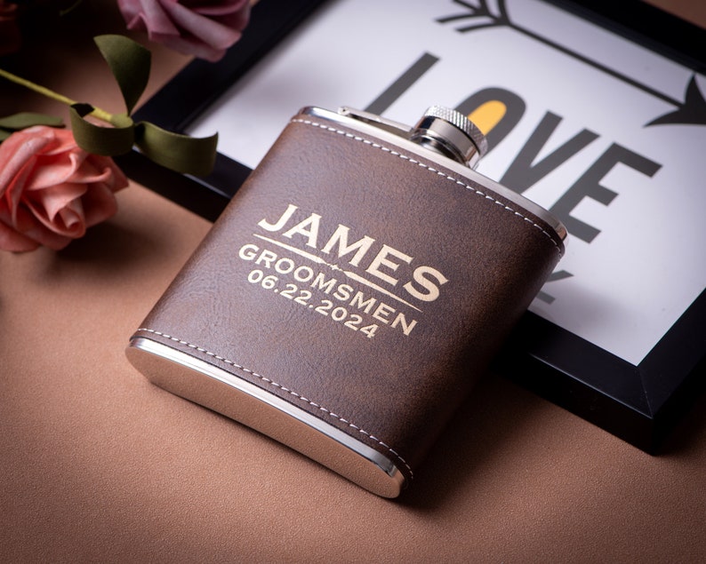 Personalized Flask Gift for Men, Groomsmen Gifts, Best Man Gift, Dad Gifts, Boyfriend Gift, Wedding Gift for Groomsman, Bachelor Party Gifts Rustic