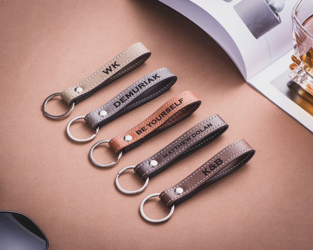 Personalized Leather Keychain for Men, Custom Keychain, Mens Gift