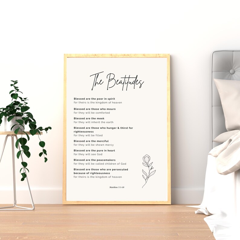 The Beatitudes Wall Art Printable | Minimalist Bible Verse Christian ...
