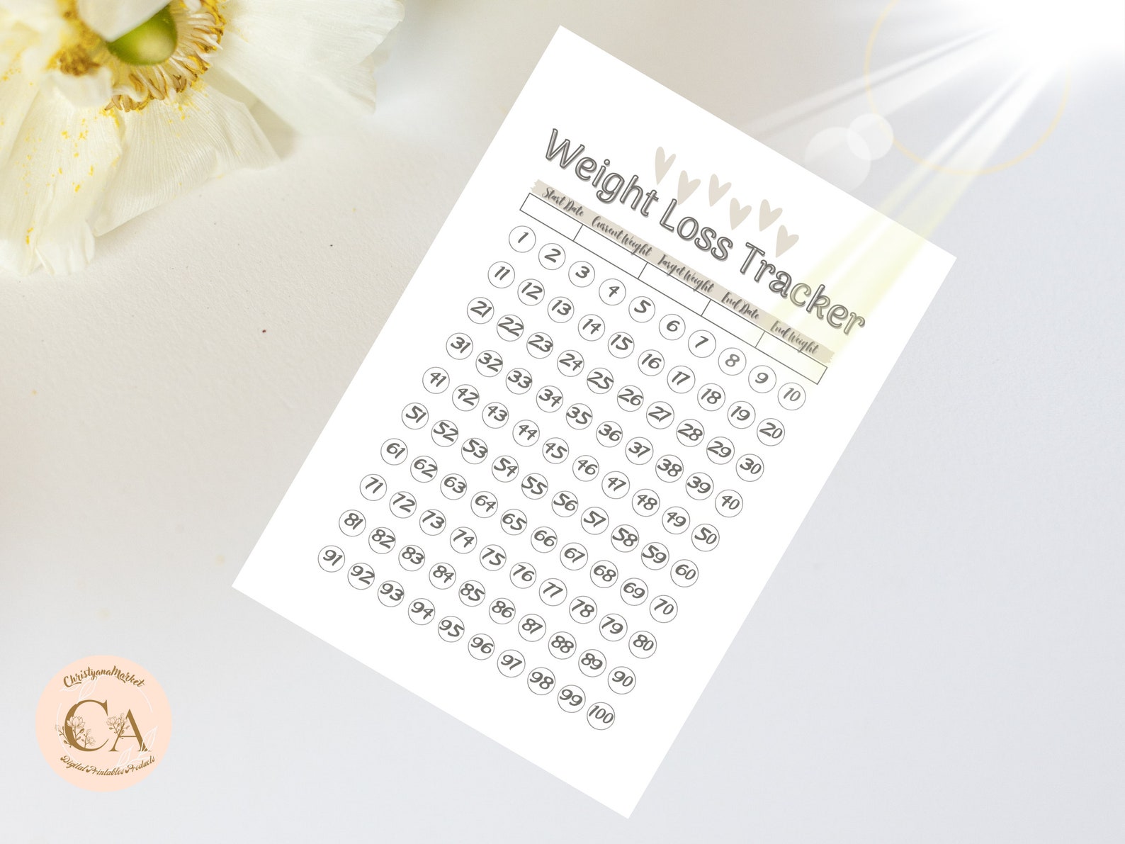 Printable Weight Loss Tracker Journal Digital Weight Loss Etsy