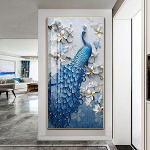 孔雀の飾りアート絵画 LED 高級 ユニーク 絵画 樹脂絵画 強化