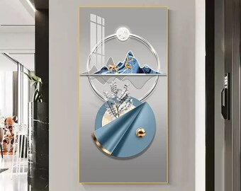 Large Abstract Sikver Deer Wall Art Nordic Elk European Style Luxury Tempered Glass Animal Nature Artwork Framed Modern Bed Room