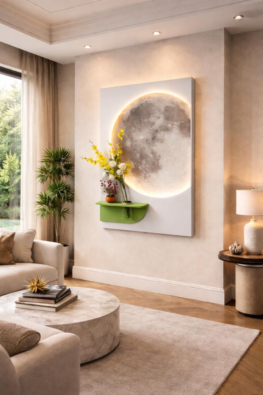 LED Moon Canvas Lighted Modern Minimalist Contemporary Interior Design ...