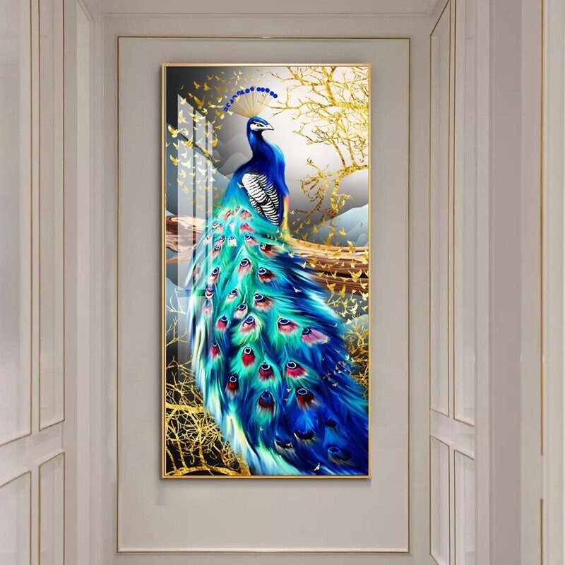 Framed Glass Wall Artlarge Peacock Decor Home Decor Large Wall
