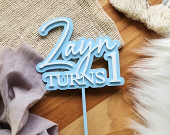Personalised Happy Birthday cake topper custom made laser cut  - Wood and acrylic decoration birthday prop Gold Silver Rose much more.