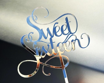 Sweet Sixteen 16th Milestone Cake Topper Mirror