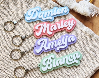 Personalized toddler Backpack tags or keyring keychain kids name tags schoolbag identity identifying children's belonging