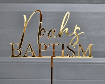 Personalised Custom BAPTISM Topper Wood and Acrylic Cake Decoration Religious Gold Silver Rose. The Holy Grail of Toppers