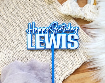 Happy Birthday Cake Topper First Birthday Party Cake Decoration 2 Layer Prop