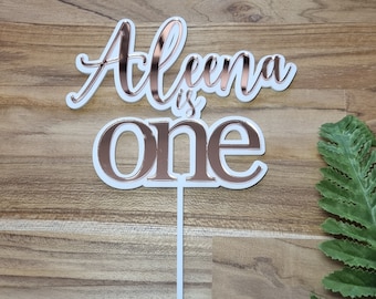 Personalised toddler is one  caketopper custom made laser cut  - Wood and acrylic decoration birthday prop Gold Silver Rose much more.