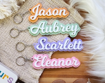 Personalized toddler Backpack tags or keyring keychain kids name tags schoolbag identity identifying children's belonging