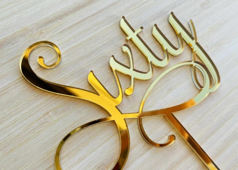 60th Sixty Birthday Cursive Milestone Cake Topper - Etsy Australia