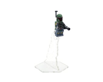 Acrylic Display Stand Fits LEGO Minifigure, Dynamic Minifig Stand (Smoke) - Set Not Included