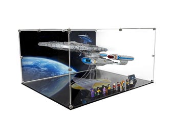 Vitrina acrílica para LEGO 10356, USS Enterprise con fondo impreso con UV - Horizontal - Set no incluido