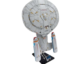 Soporte de exhibición acrílico compatible con LEGO 10356, USS Enterprise - Vertical - Set no incluido