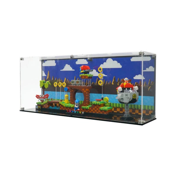 Acrylic Display Case Fits LEGO 21331, Sonic the Hedgehog – Green Hill Zone with UV-Printed Background - Set Not Included