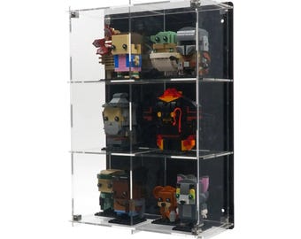 Acryl wandvitrine voor 12 Brickheadz, verticaal - set niet inbegrepen